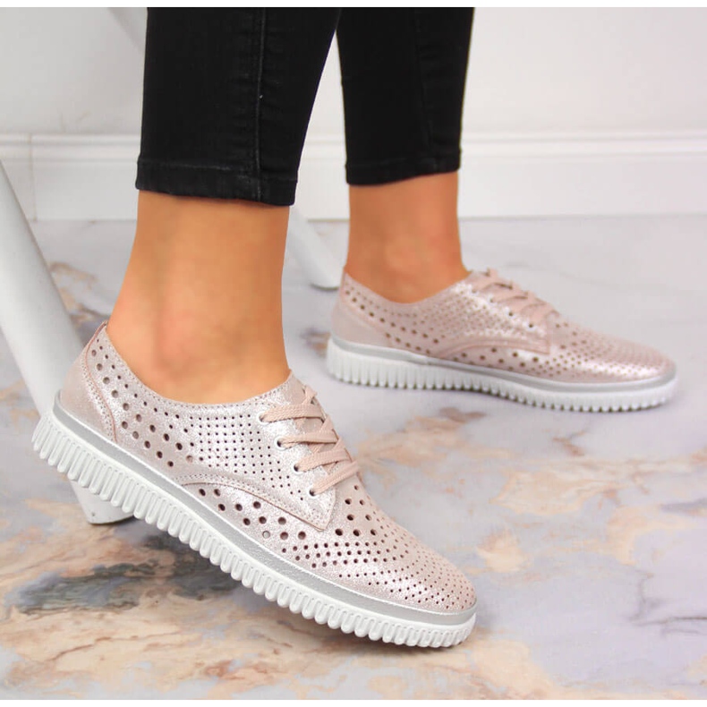 Naisten harjakattoiset nahkakengät, helmenpunainen Artiker vaaleanpunainen 2