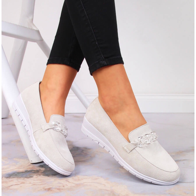 Naisten nahkahousut ketjulla Artiker cream beige 1