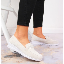 Naisten nahkahousut ketjulla Artiker cream beige 2