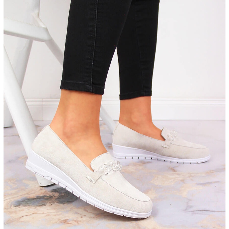 Naisten nahkahousut ketjulla Artiker cream beige 2