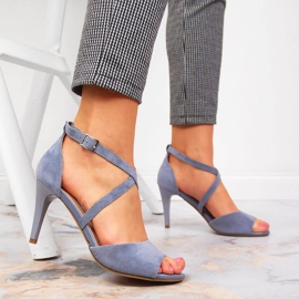 Naisten sandaalit korkeakorkoisella sinisellä Sergio Leonella sininen 2