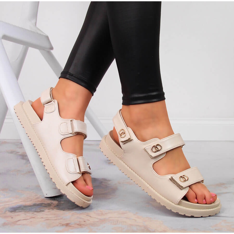 S.Barski Naisten sandaalit tarranauhalla beige S. Barski 1