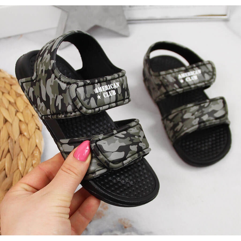 American Club velcro -vaahtosandaalit pojille musta harmaa monivärinen vihreä 1