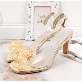 Läpinäkyvät naisten sandaalit kultaisilla Sabatina-kivillä kultainen 2