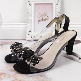 Naisten läpinäkyvät sandaalit mustilla Sabatina-kivillä musta 2