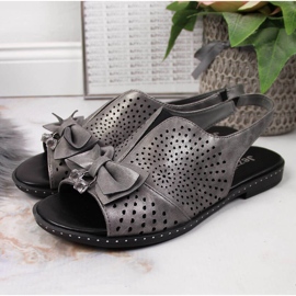 Naisten sandaalit grafiitti Jezzi-rusetilla monivärinen harmaa 2