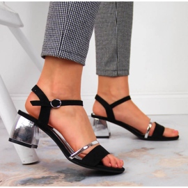 Sergio Leonen mustat ja hopeiset sandaalit tolppassa hopea 2