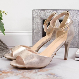 Naisten sandaalit kultaisella korkokenällä Sergio Leone kultainen 5