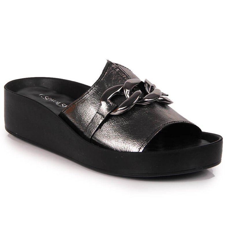 Naisten nahkaiset tossut ketjulla hopea T.Sokolski 1