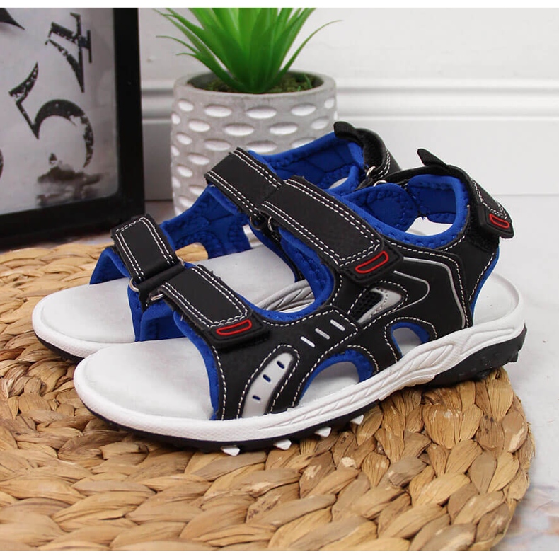 Black American Club poikien sandaalit tarranauhalla musta 2