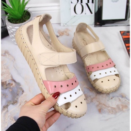 Naisten nahkasandaalit, joissa harjakattoinen Artiker beige 1