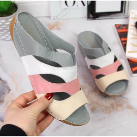 Mukavat naisten nahkaiset tossut monivärisessä Artikerissa harmaa monivärinen 1