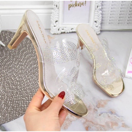 Läpinäkyvät naisten tossut kullanvärisillä kuutiozirkonioilla Sabatina väritön 1