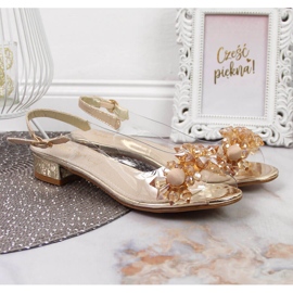 Läpinäkyvät naisten sandaalit kultaisilla Sabatina-kivillä kultainen 2