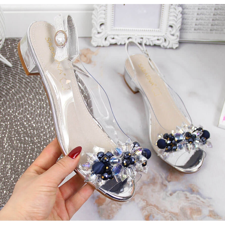 Naisten läpinäkyvät sandaalit hopeisilla Sabatina-kivillä hopea 1