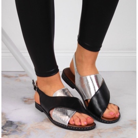Naisten mustat ja hopeiset Jezzi-sandaalit hopea 6