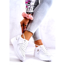 S.Barski Naisten Urheilu Nahka Kengät Tennarit Valkoinen Lissa hopea 2