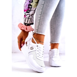 S.Barski Naisten Urheilu Nahka Kengät Tennarit Valkoinen Lissa hopea 1