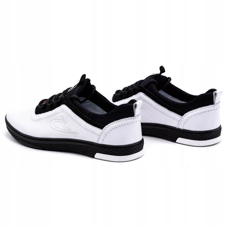 Polbut Miesten vapaa-ajan nahkakengät K24, valkoiset mustalla pohjalla valkoinen 4