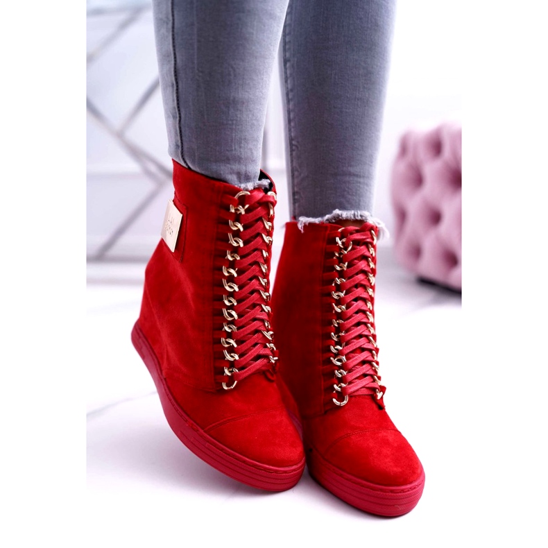 Naisten lenkkarit Lu Boo ketjuilla Suede Red Monica punainen 3