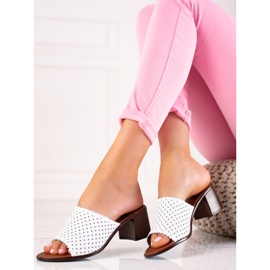 W. Potocki Nahkaiset tossut kantapäällä Potocki valkoinen 1