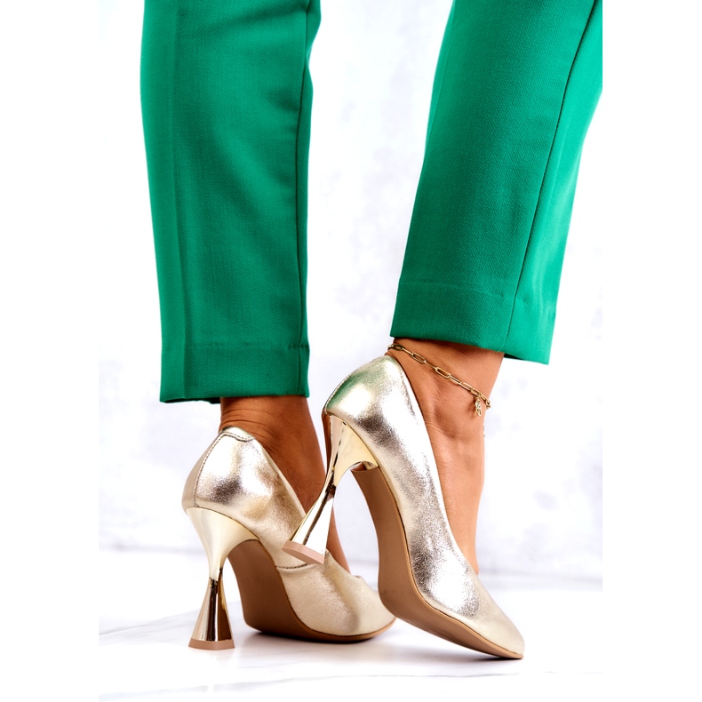 Lewski Shoes Muodikkaat nahkapumput Lewski-kengät 3181 kultainen 2