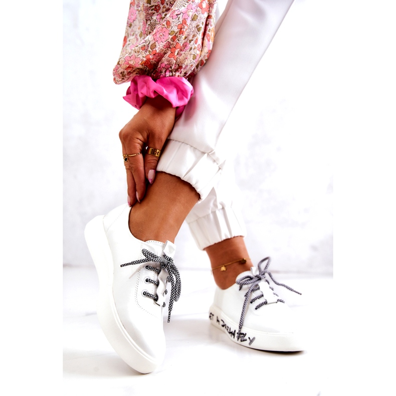 S.Barski Naisten nahkaiset tennarit alustalla White Marien valkoinen 2