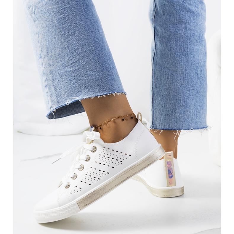 Impi naisten valkoiset ja kultaiset tennarit valkoinen kultainen 1