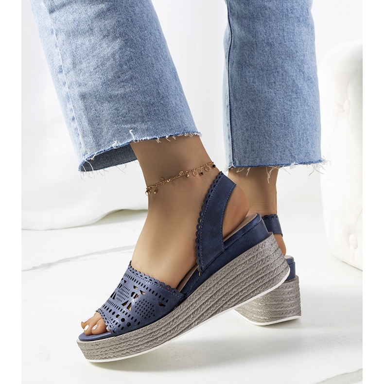 Laivastonsiniset harjakattoiset sandaalit kiila Raamatun päällä laivastonsininen 2