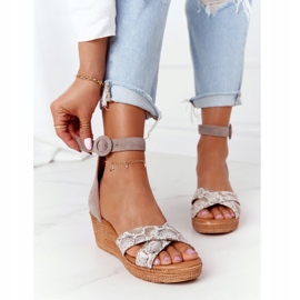 Suede Wedge Sandaalit Maciejka 04565-04 Beige-Gold 3