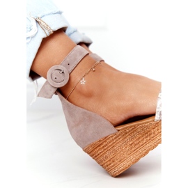 Suede Wedge Sandaalit Maciejka 04565-04 Beige-Gold 5