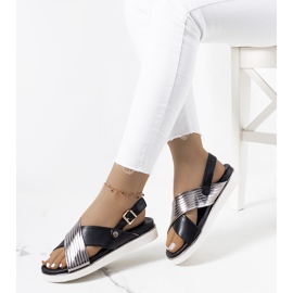 Mustat sandaalit metallisella Myrtle-sisäkkeellä hopea 1