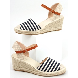 Irma Blue raidalliset espadrillit beige tummansininen 1