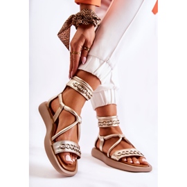 Nahkasandaalit alustalla Maciejka 05559-25 Golden kultainen 2