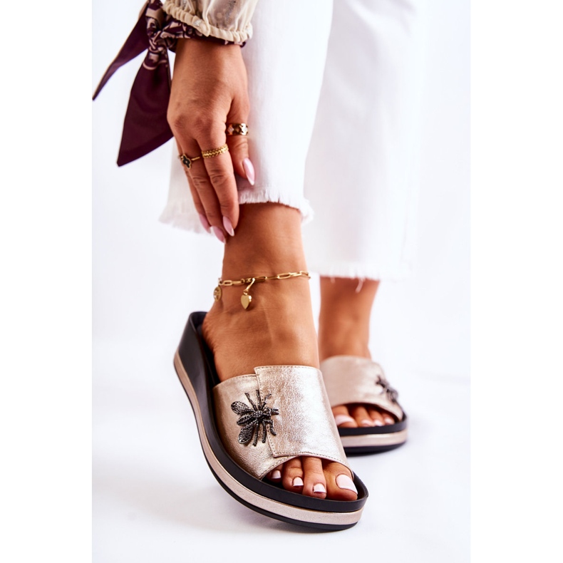 Vinceza Muodikkaat naisten tossut kultaisella reikäkoristeella kultainen 2