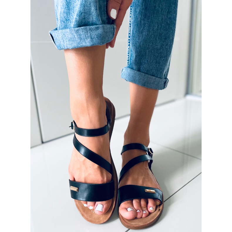 Leaf Black naisten sandaalit musta 2