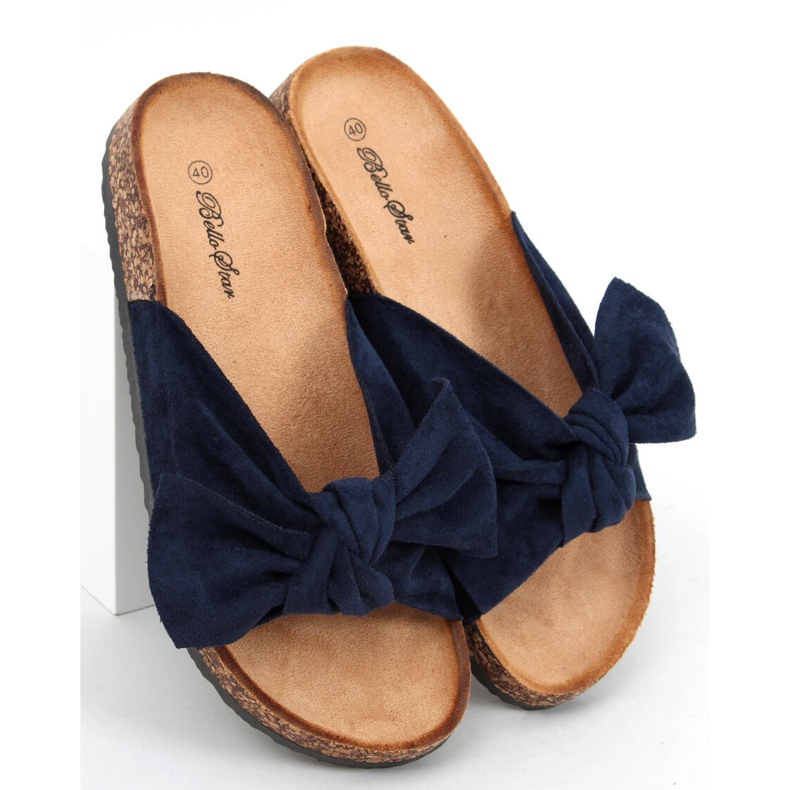 Korkkitossut lila DK.BLUE rusetilla sininen 2