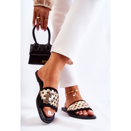 S.Barski Naisten nahkaiset tossut tasaisella kantapäällä, musta Hollis 2