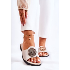 S.Barski Naisten nahkaiset tossut Golden Colene -koristeella kultainen 1