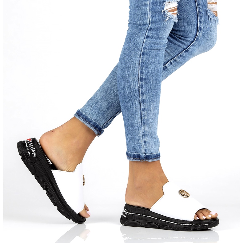 Nahkaiset tossut Filippo DK3872 / 22 Wh valkoinen 7