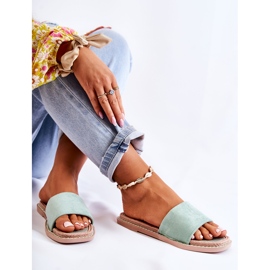 FJ1 Naisten mokkanahkaiset tossut Sunset Green vihreä 2