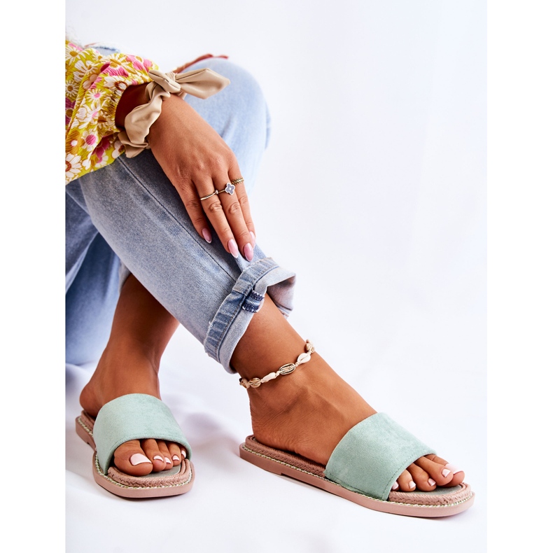 FJ1 Naisten mokkanahkaiset tossut Sunset Green vihreä 2