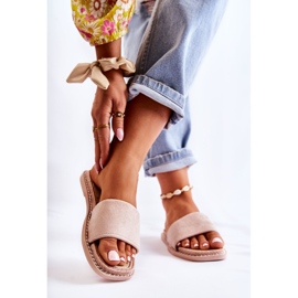 FJ1 Naisten mokkanahkaiset beige-auringonlaskutossut 1