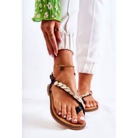 FJ1 Naisten sandaalit, joissa on koristeita vyöllä, musta Alamis 1