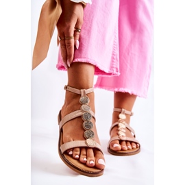 Naisten sandaalit koristeellisella vyöllä Beige Seila 1