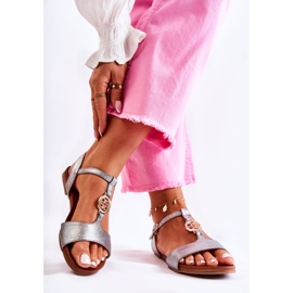 S.Barski Kevyet naisten sandaalit soljella Tumma hopea Carida 2