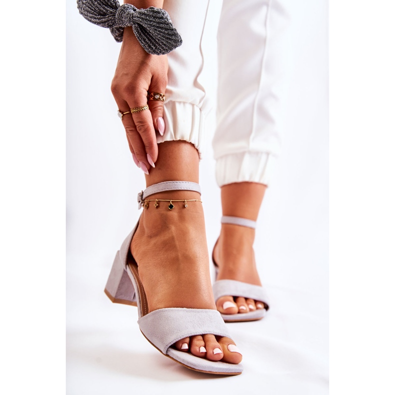 PS1 Naisten mokkanahkaiset sandaalit korkeakorkoisilla harmaalla Luciana-korkeudella 1