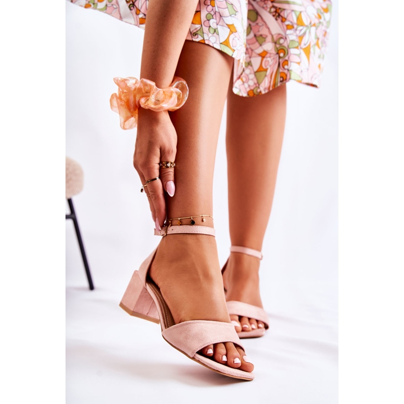 PS1 Naisten mokkanahkaiset sandaalit korkeakorkoisilla pinkillä Luciana-korkeudella vaaleanpunainen 1