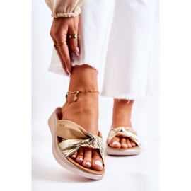 PE1 Mukavat nahkaiset naisten tossut beige ja kulta Neyla kultainen 1