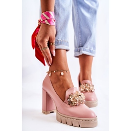 PA2 Tyylikkäät pumput koristeellisella vaaleanpunaisen-beigellä katerilla vaaleanpunainen 1